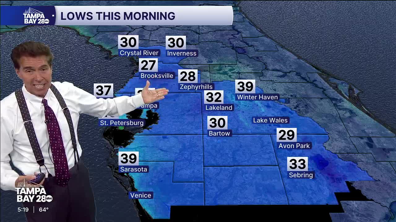 Latest forecast as warming trend roll into the Tampa Bay area