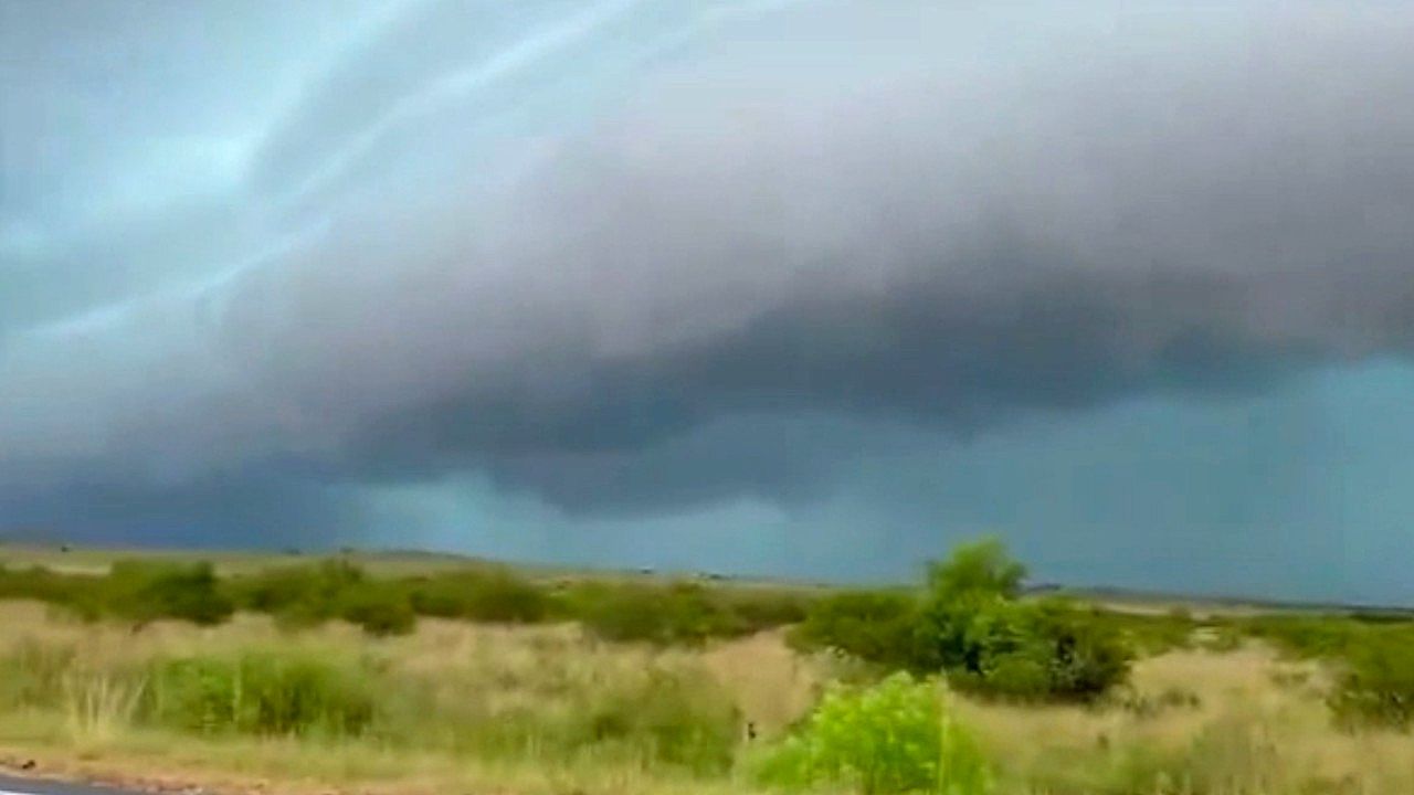 An impressive storm front engulfs the horizon in Uruguay