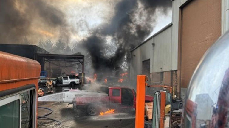 Large fire involving 300-gallon oil containers breaks out at York ...