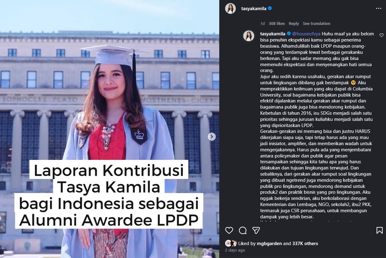 Kontribusi Tasya Kamila sebagai alumni LPDP tuai kritikan, istri Randi ...