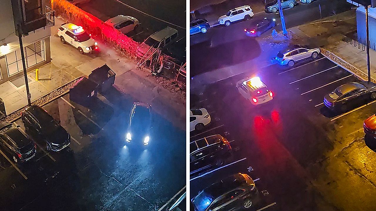 Police chase car in circles around Colorado apartment building