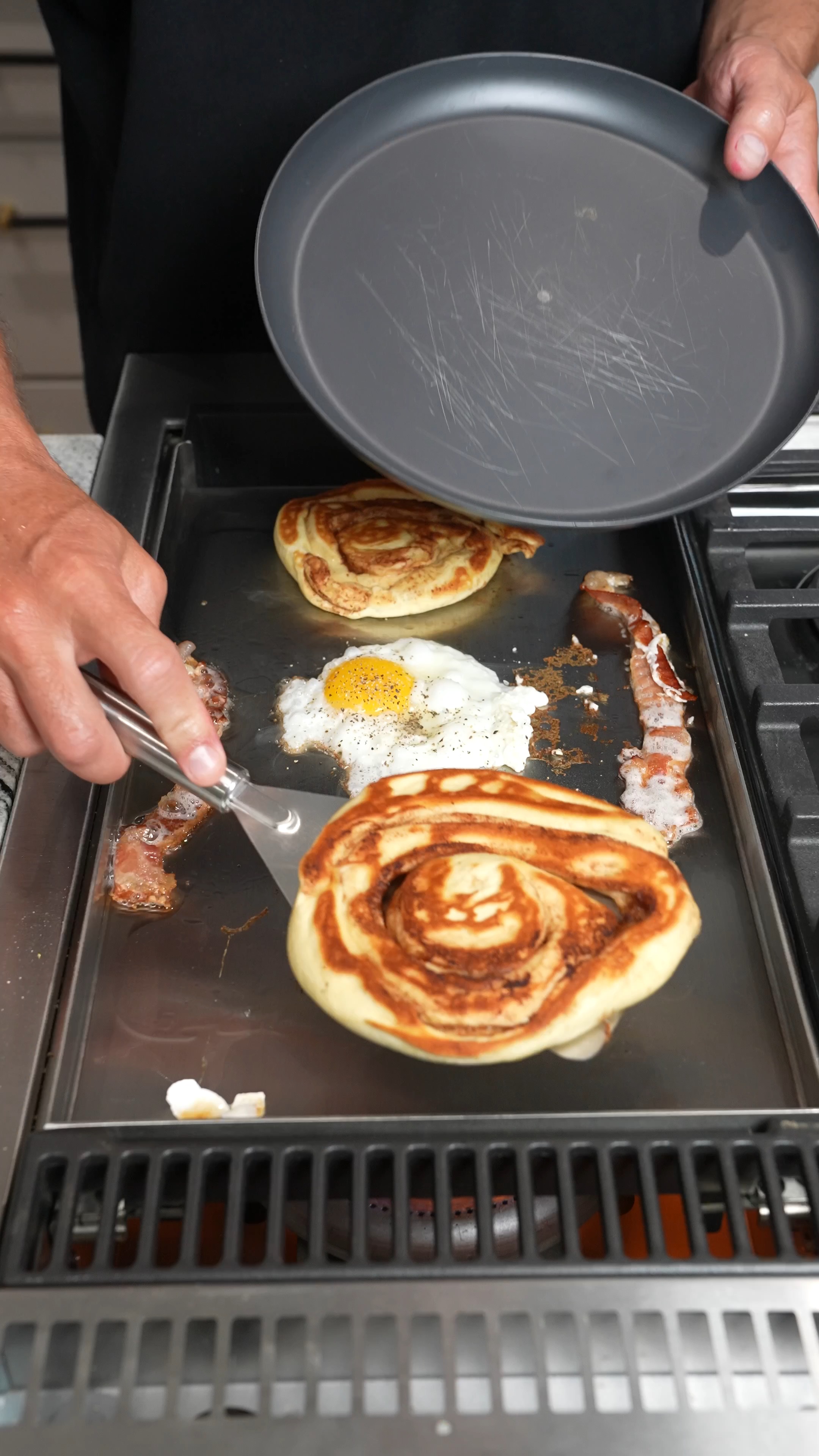 Extreme cinnamon roll breakfast sandwich