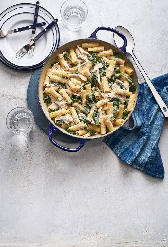 Buttermilk Alfredo Pasta with Chicken and Spinach