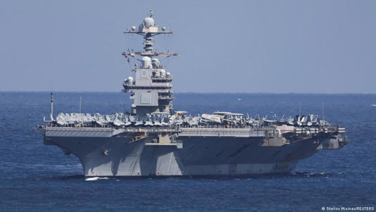 حاملة الطائرات الأمريكية يو إس إس جيرالد آر فورد في البحر الأبيض المتوسط في 23 شباط/فبراير 2026