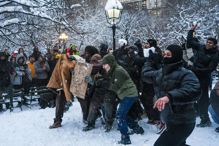 Man arrested for 'assaulting' NYPD in Washington Square Park snowball ...
