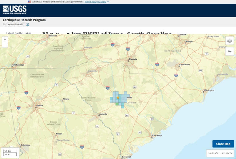 South Carolina earthquake: Columbia hit with 3.0 magnitude tremor