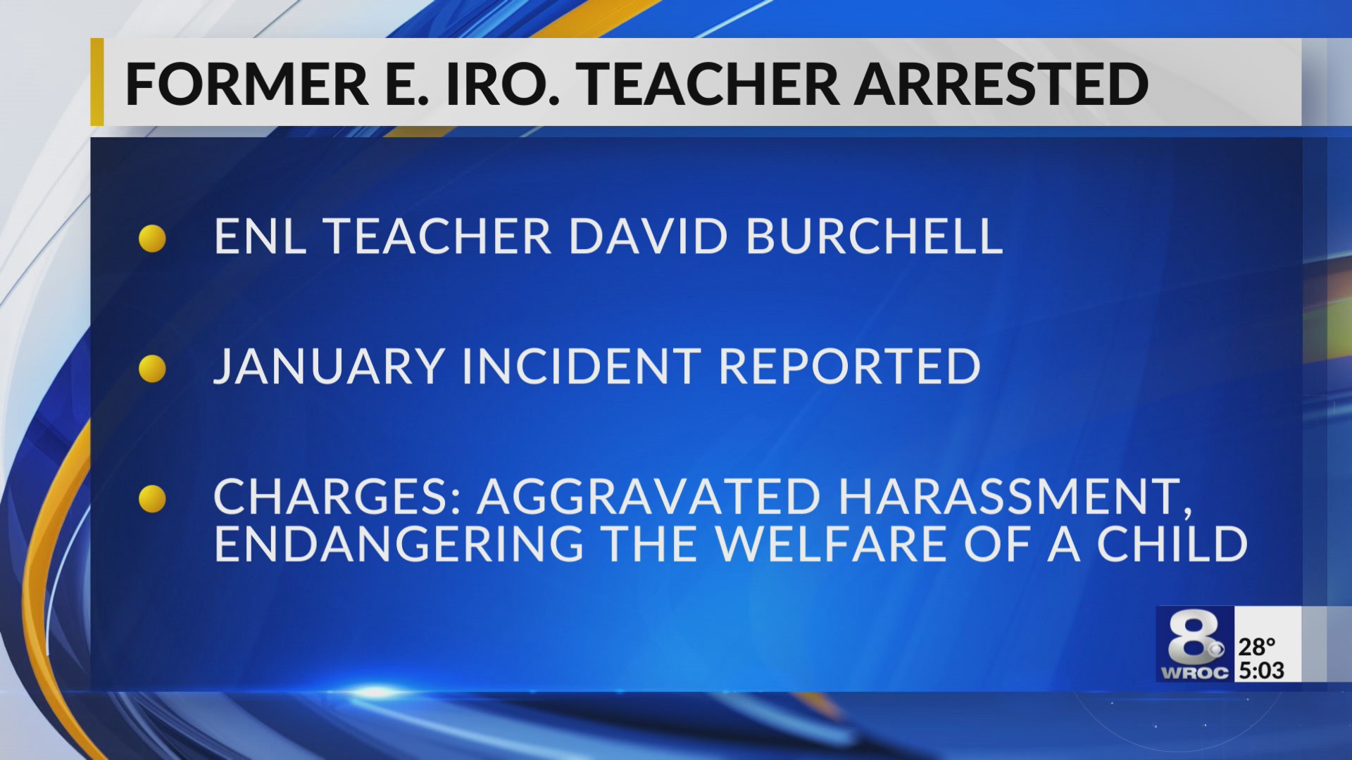 Former East Irondequoit teacher charged in child endangerment case