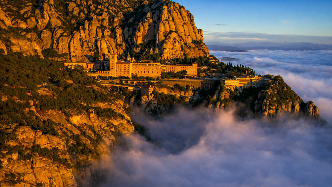 Golden light on mountain sanctuary
