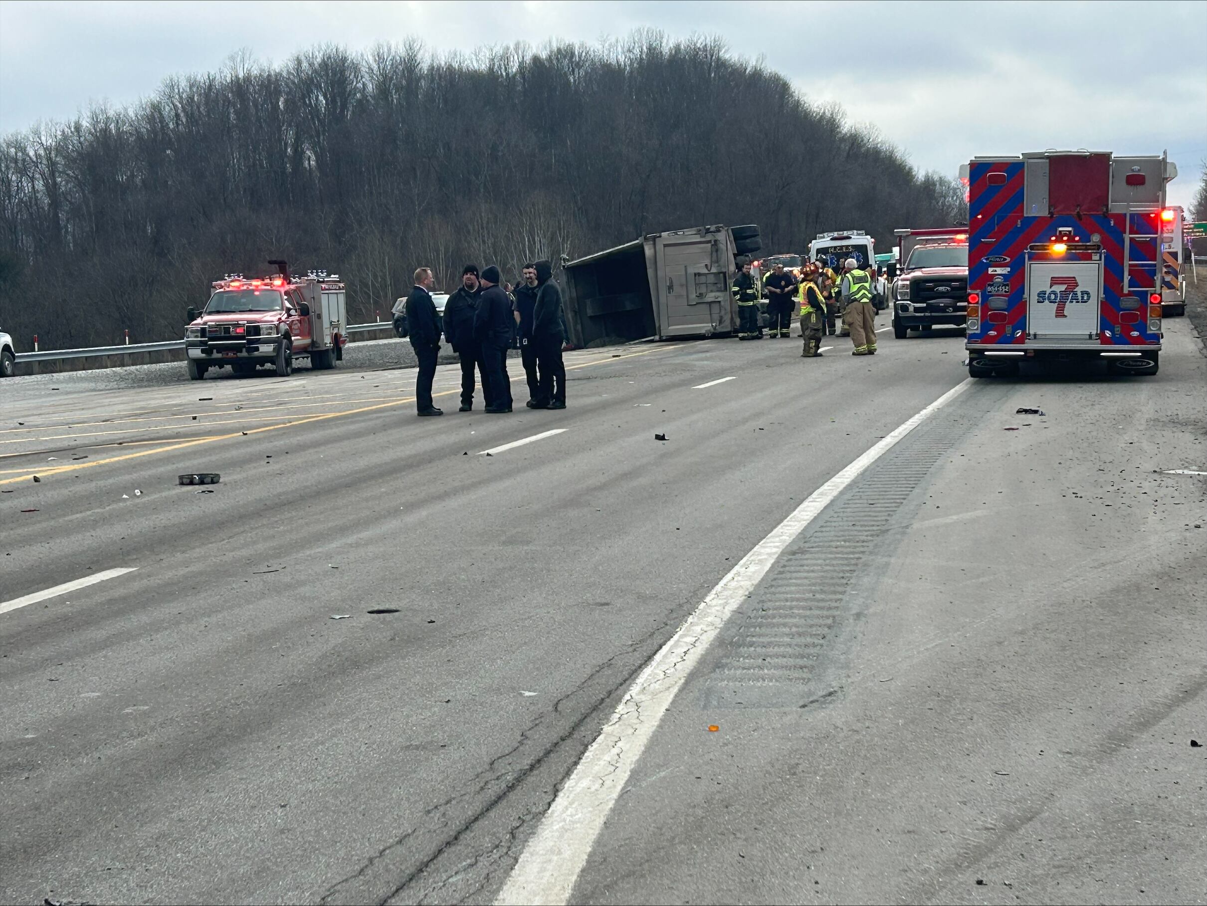 2-vehicle accident involving dump truck shuts down Route 50 in Clarksburg