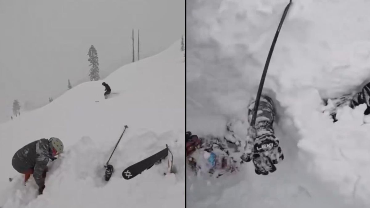 En solo segundos esquiadores salvan a hombre de la nieve tras avalancha ...