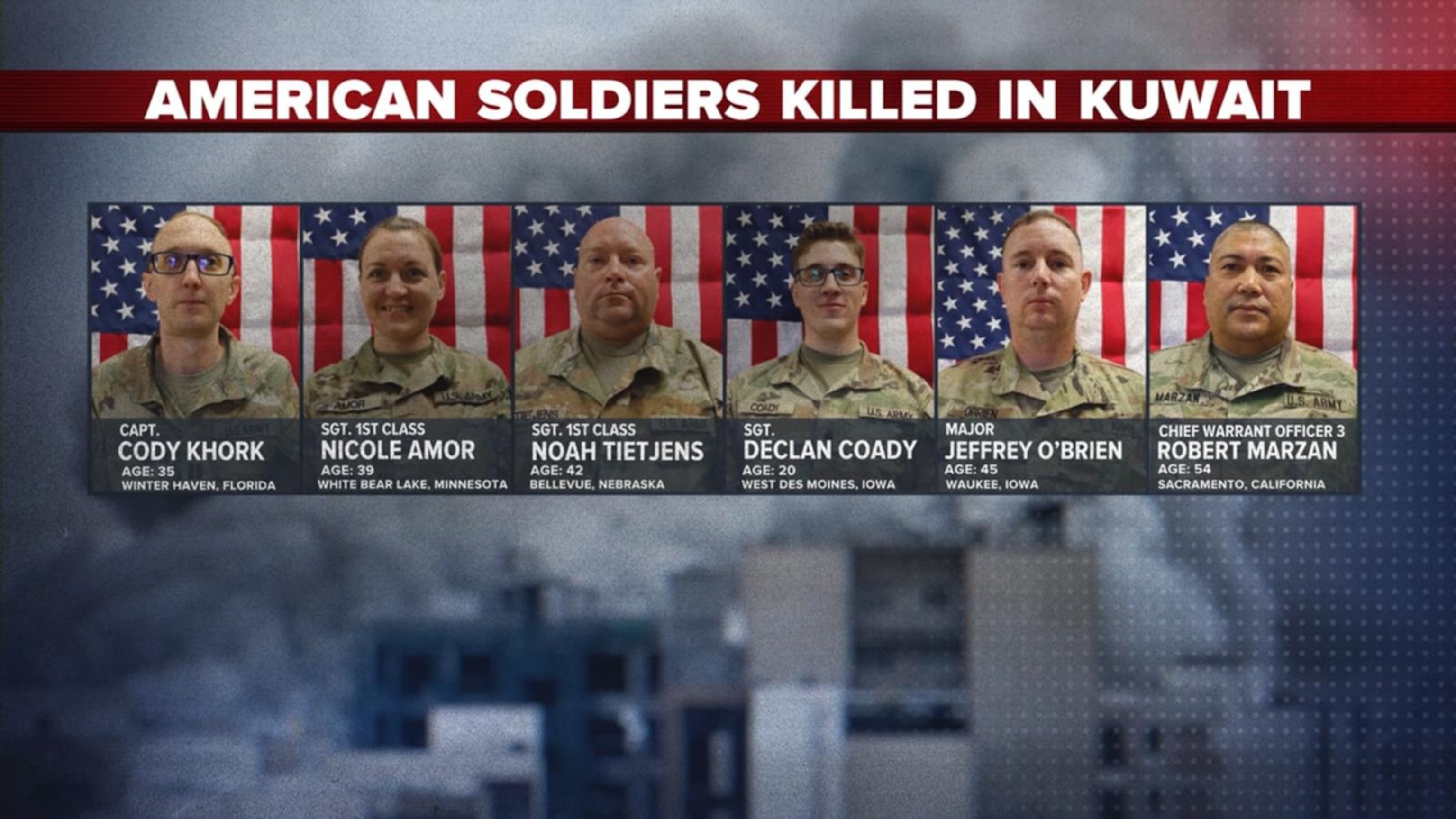 6 fallen American soldiers in Iranian drone strike identified