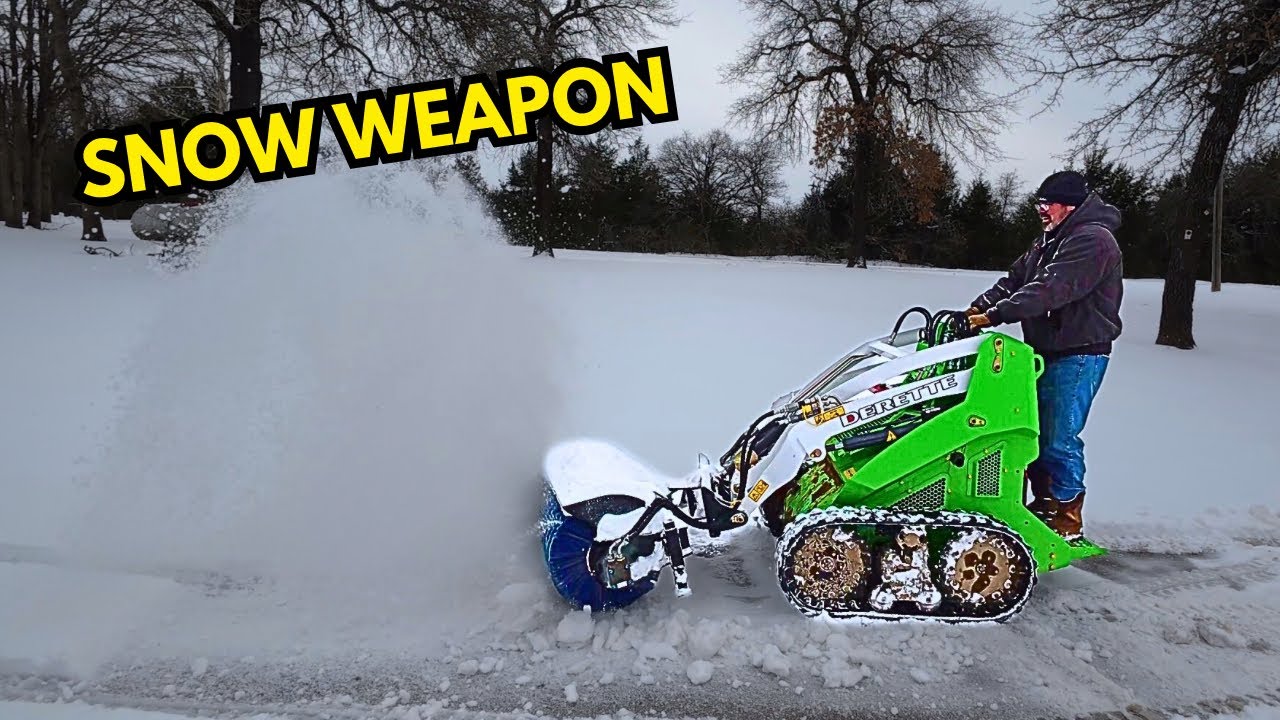 Powerful angle broom snow cleaning performance test