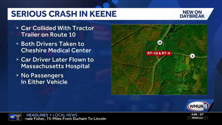 Driver flown to hospital after serious crash in Keene