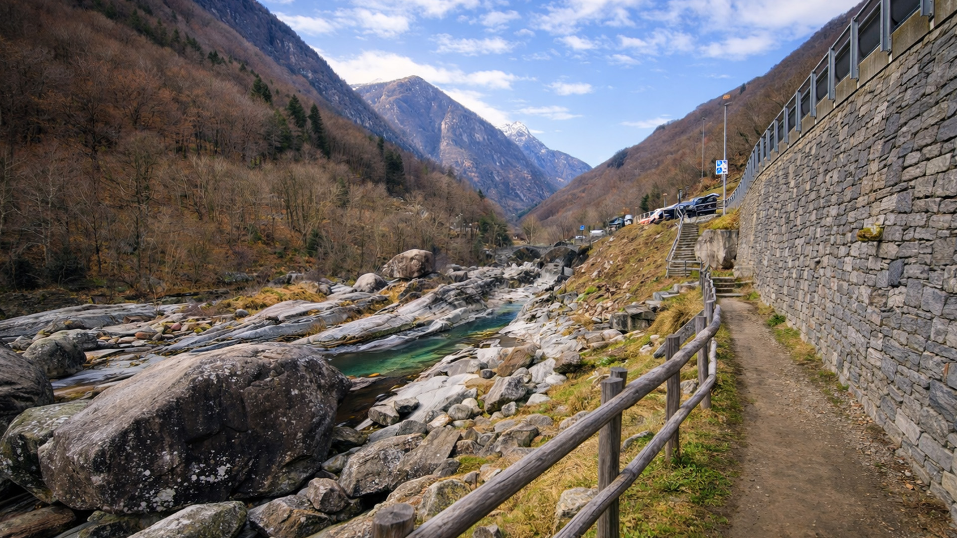 Lavertezzo Switzerland Ponte dei Salti bridge (4K)