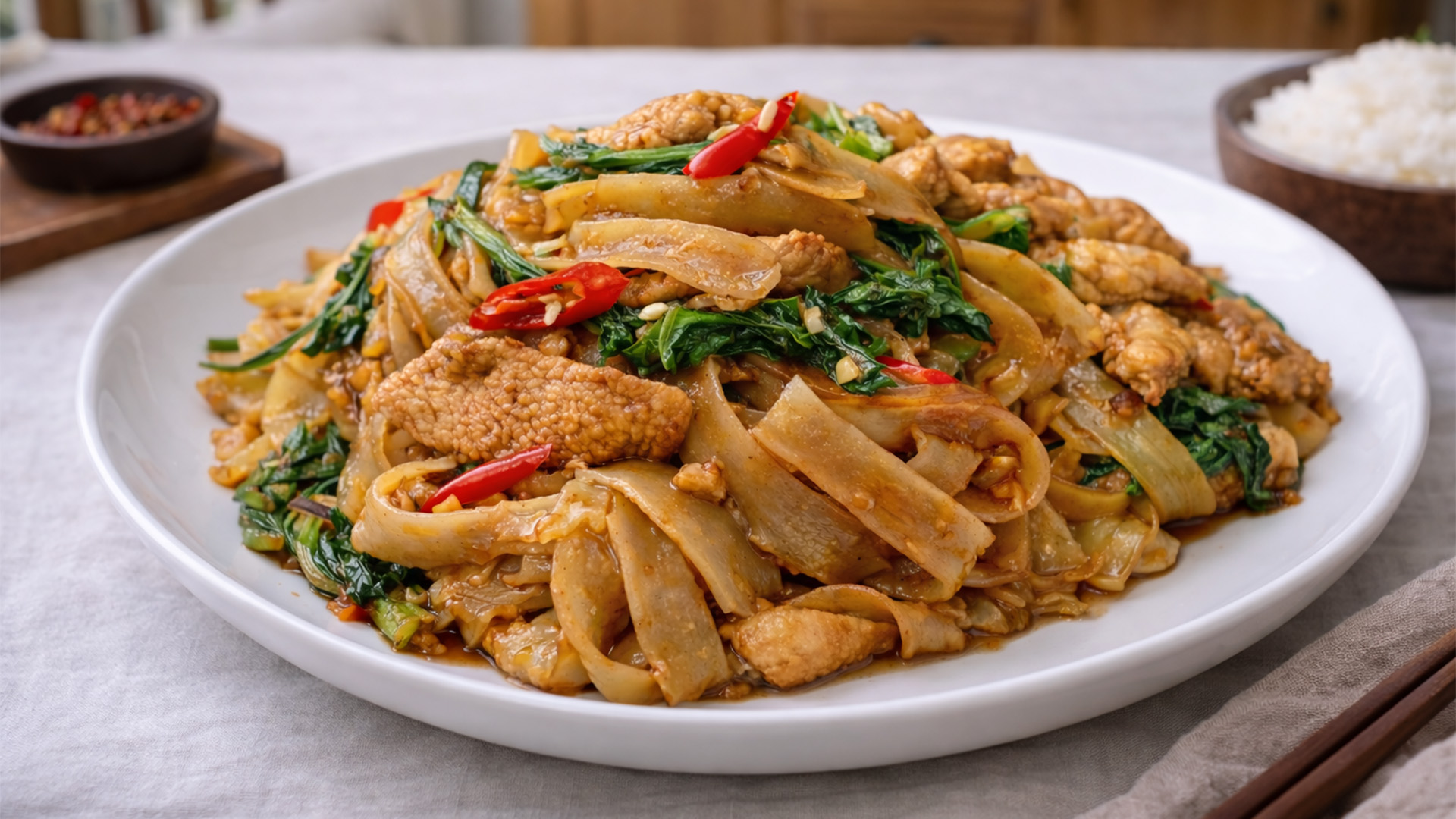 Simple Thai style drunken noodles