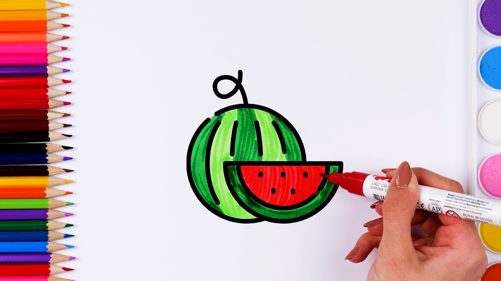 Watermelon drawing | Learn color names