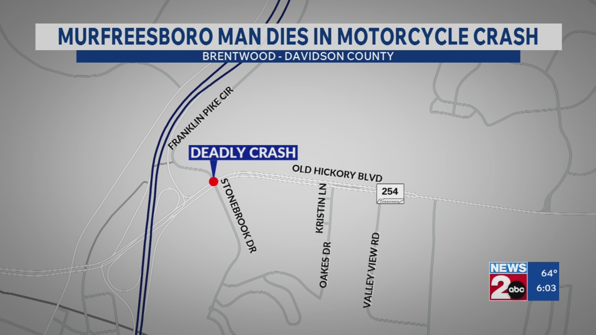 Murfreesboro man killed in motorcycle crash along Old Hickory Boulevard