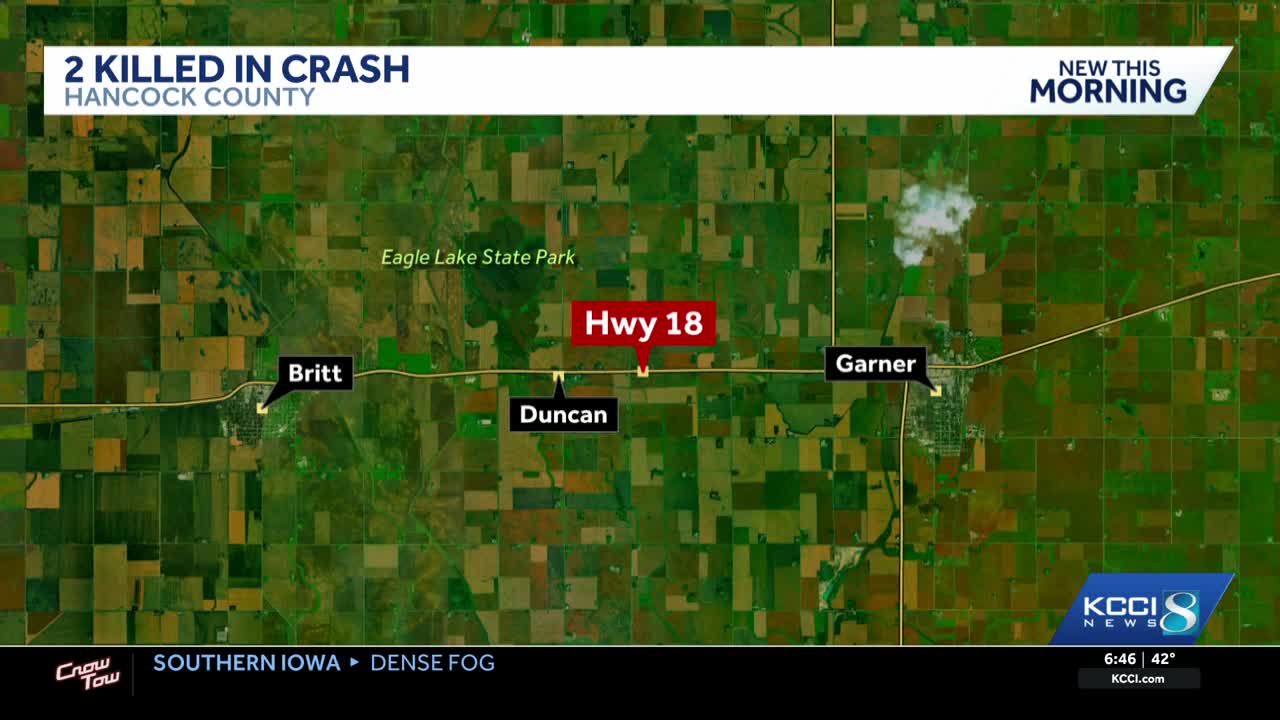 2 dead, 2 injured after crash on icy highway in northern Iowa