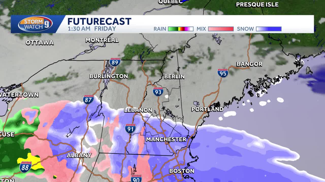 New Hampshire hourly weather: Track snow, wintry mix Thursday night ...
