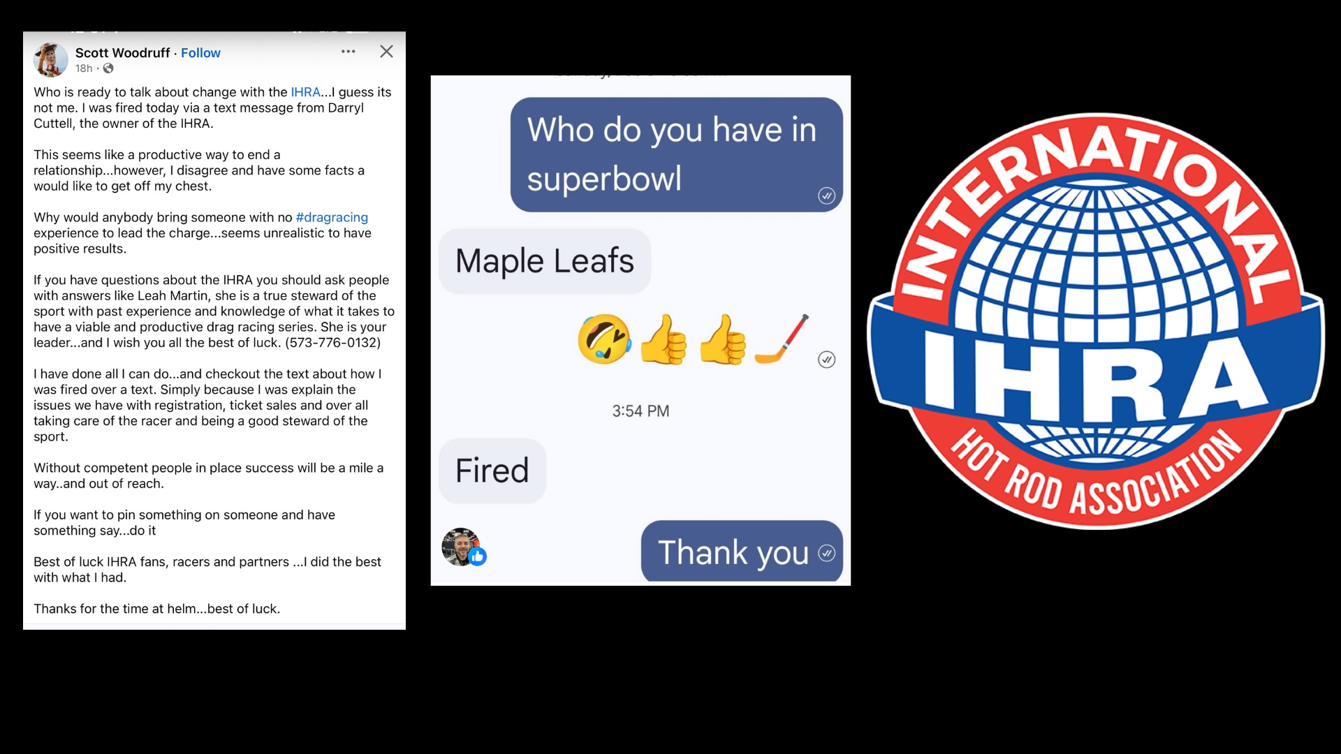 Drag race drama: IHRA official fired in text, he posted receipts on ...