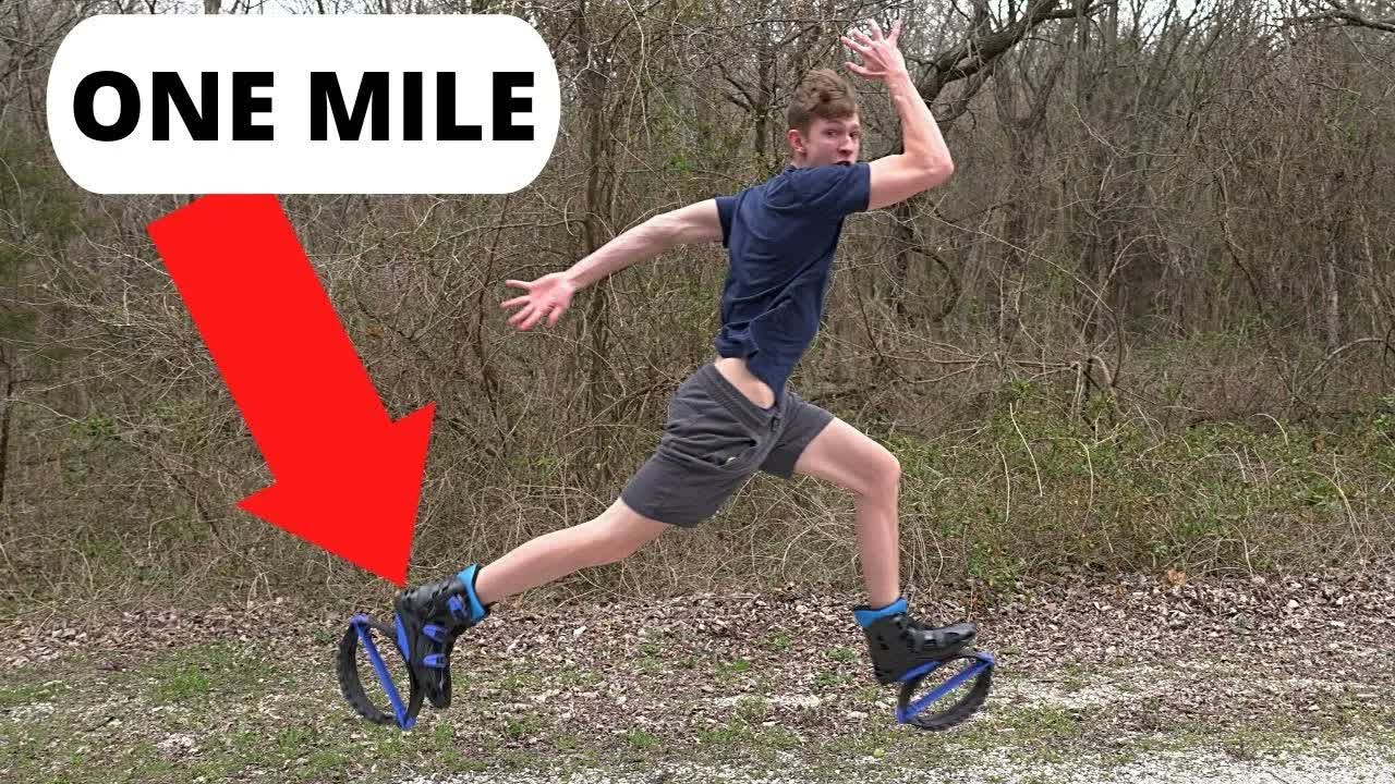 How fast can you run with bouncy moon shoes?