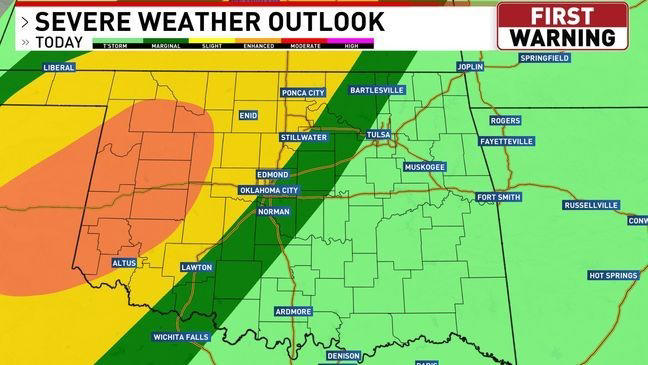 Two potential rounds of storms Friday