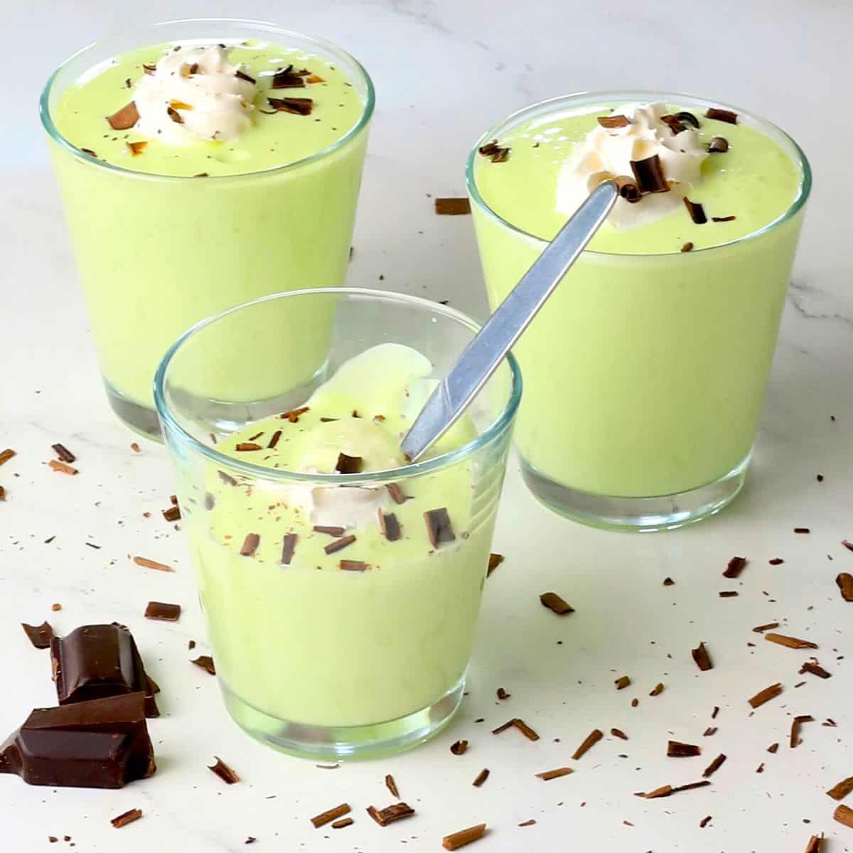 Low carb shamrock shake pudding