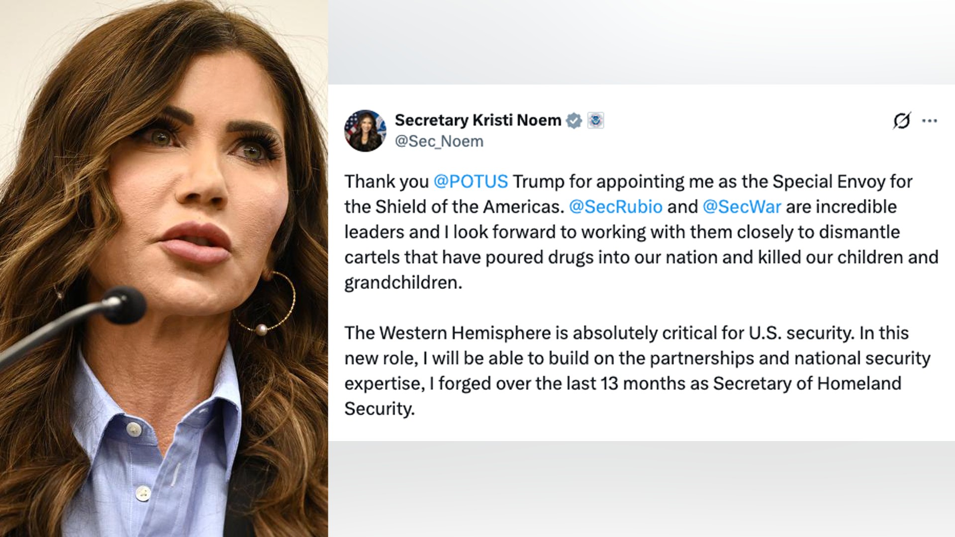 Kristi Noem addresses new position, thanks Trump<br>
