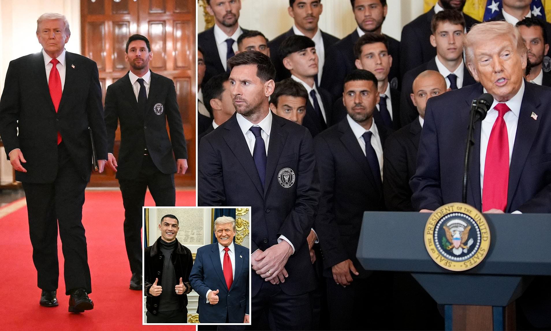 Awkward Messi watches on as Trump rants about Iran and mentions rival ...