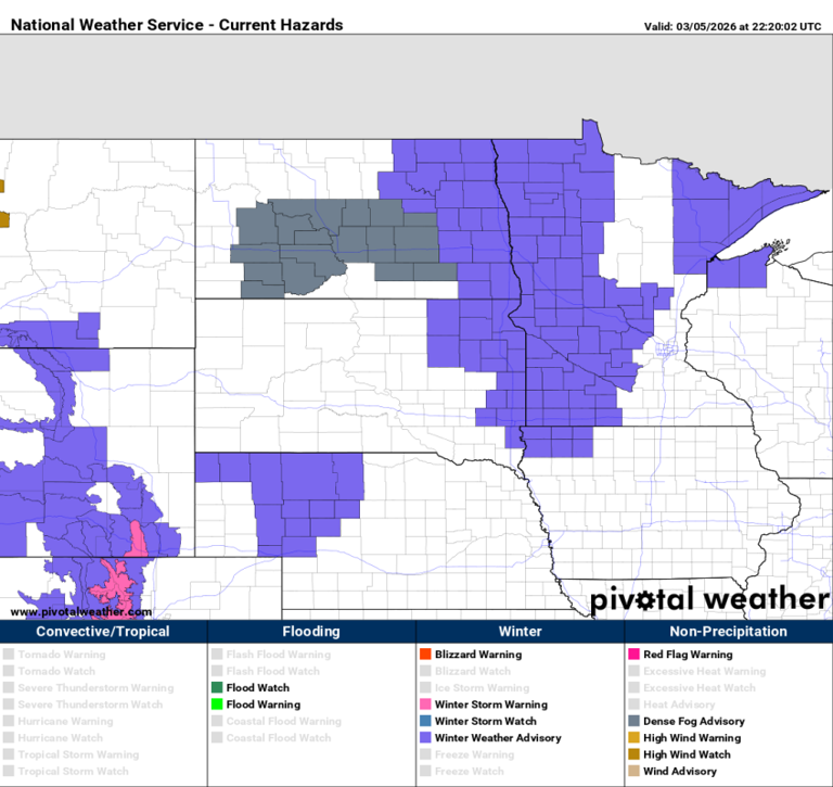 Freezing rain, snow prompt winter weather advisory in Minnesota
