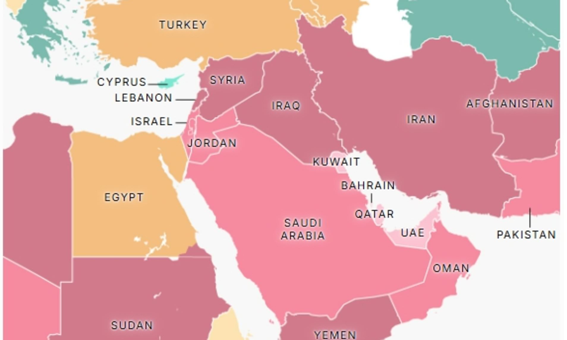 How dangerous is it to be in each Middle East country? Threat levels ...