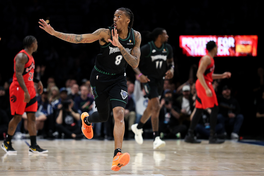 Anthony Edwards' big slam over RJ Barrett sparks Timberwolves to 115 ...