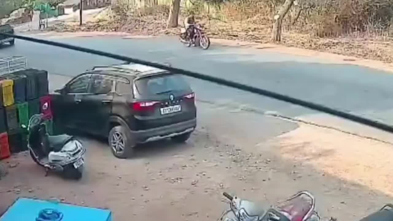 Underage driver crashes into parked car in India