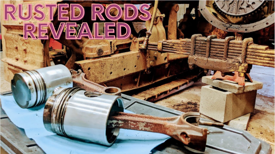 Caterpillar D4 engine inspection, rusted rods & spotless pistons