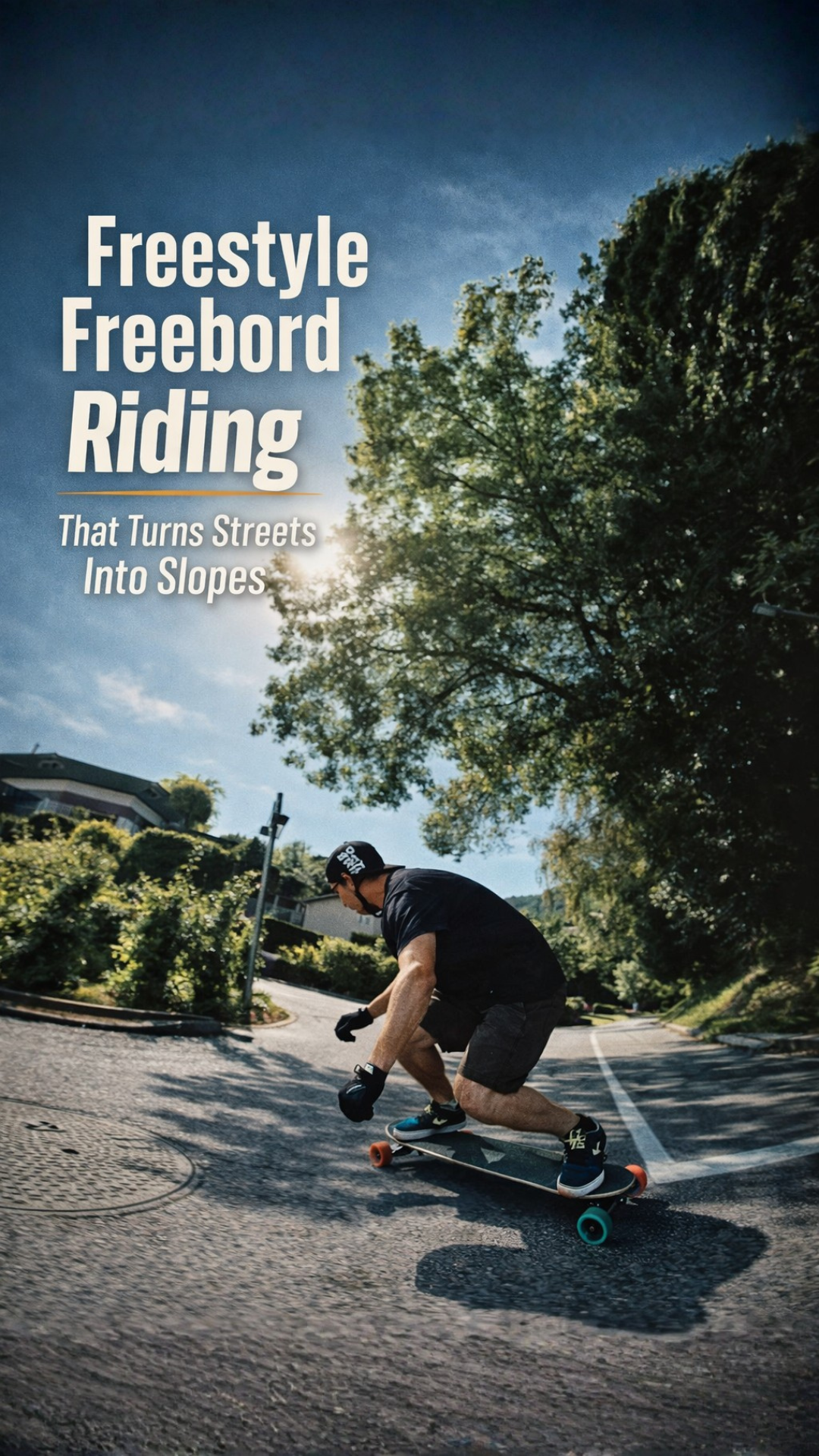 Freestyle freebord riding that turns streets into slopes