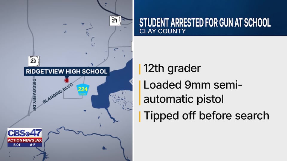 Clay County student facing charges after bringing loaded 9mm to high school