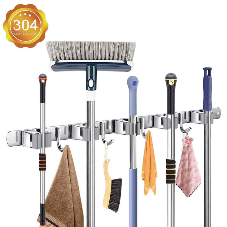 Walmart's 'sturdy' wall-mounted broom and mop rack is on sale for $12