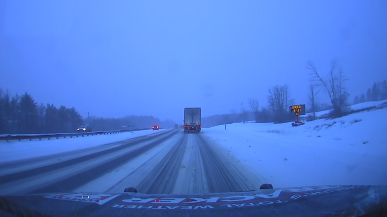 Snow and sleet leading to slide-offs on the Maine Turnpike