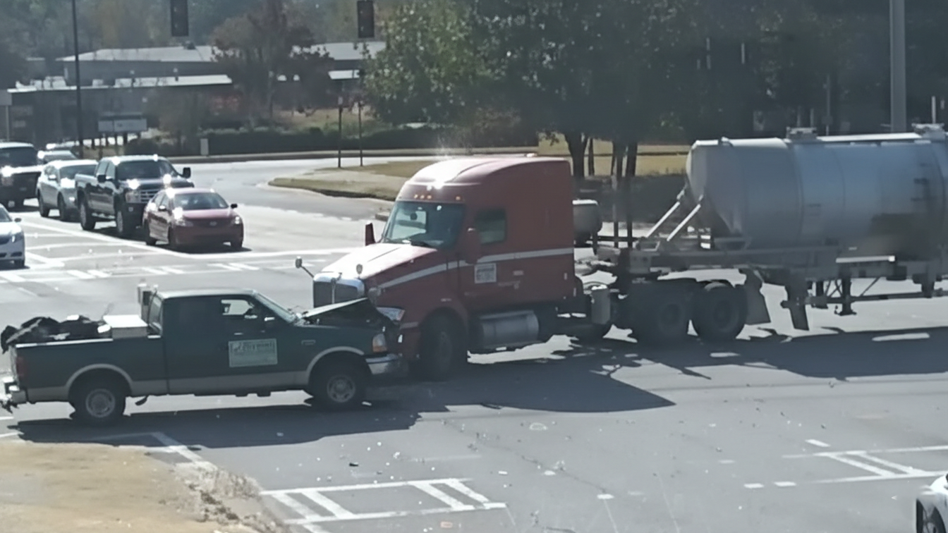 A tractor trailer failed to yield and the crash was severe
