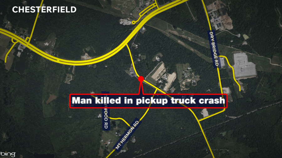 Man dies after pickup truck crash on Old Hundred Road in Chesterfield