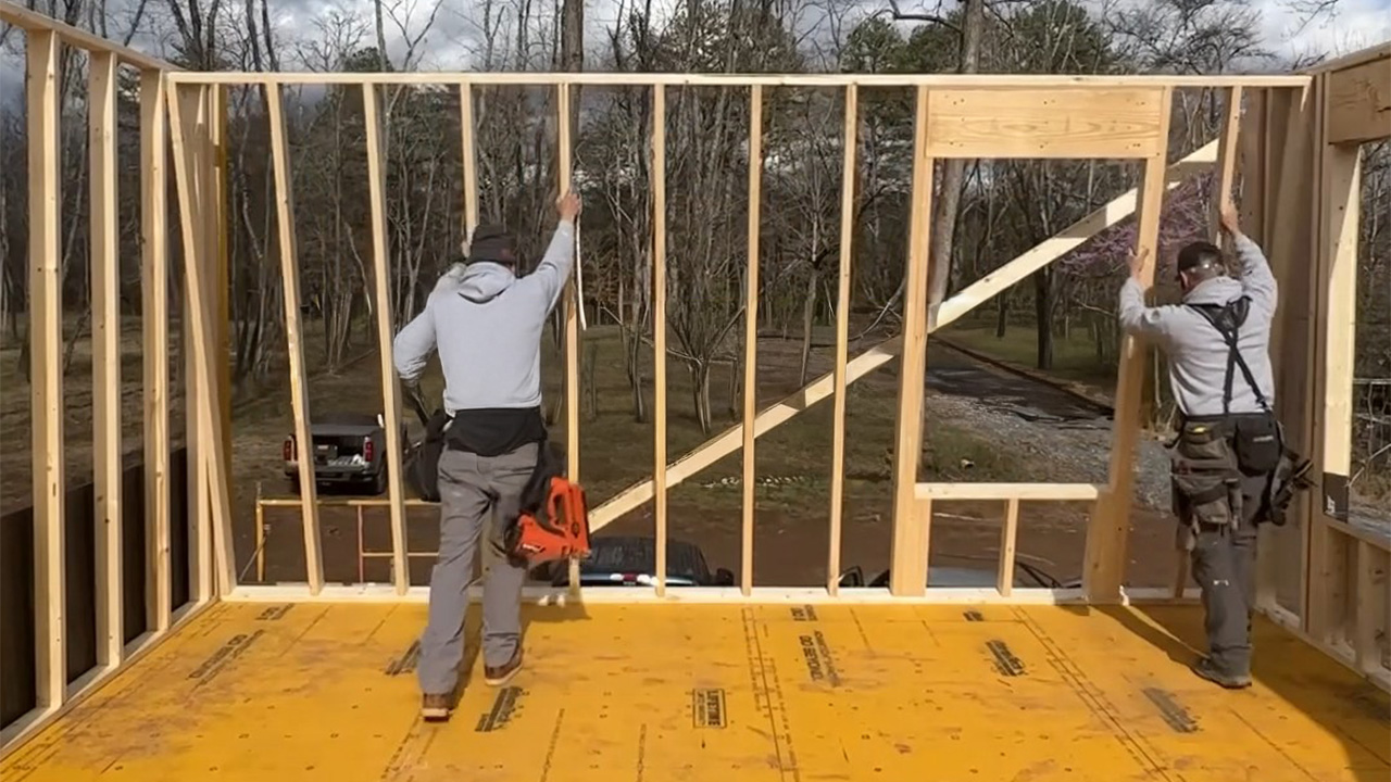 Building the walls for the second floor!