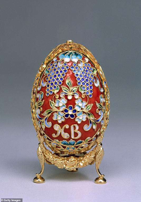 A file image of a Fabergé egg similar to the one Conticello stole from Ms Dawson. Both the Fabergé egg and watch remain missing and the Metropolitan Police have urged anyone with information about their whereabouts to come forward 