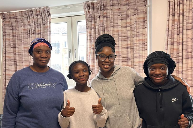 (L-R) Charity Oppong with her children Natalie Adu-Poku, Nana Boateng, and Alicia Adu-Poku