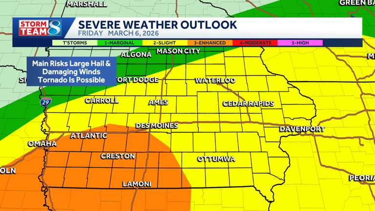 Iowa weather: Tornado watch shifts toward eastern Iowa overnight