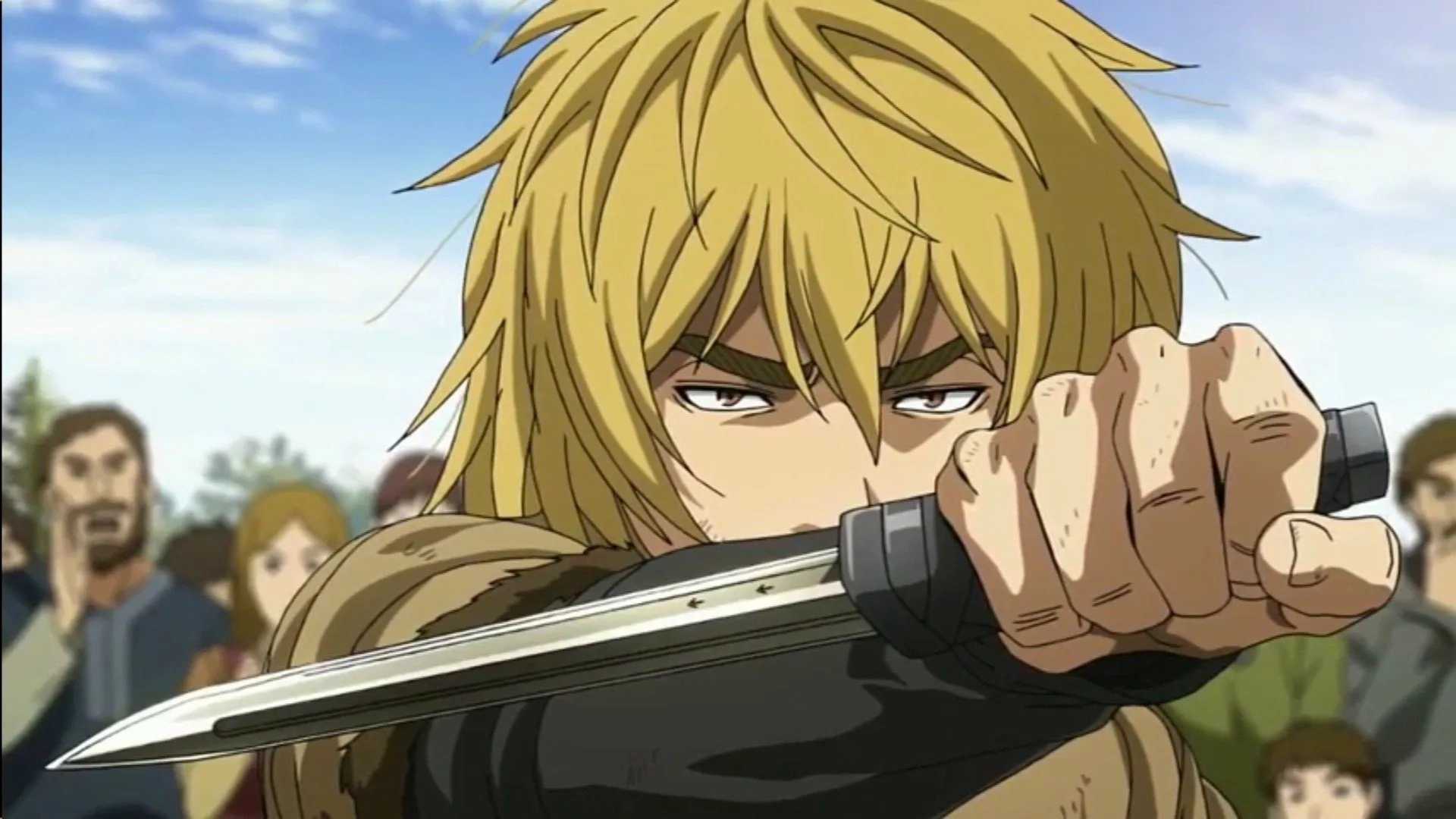 Thorfinn wields a knife in battle in Vinland Saga
