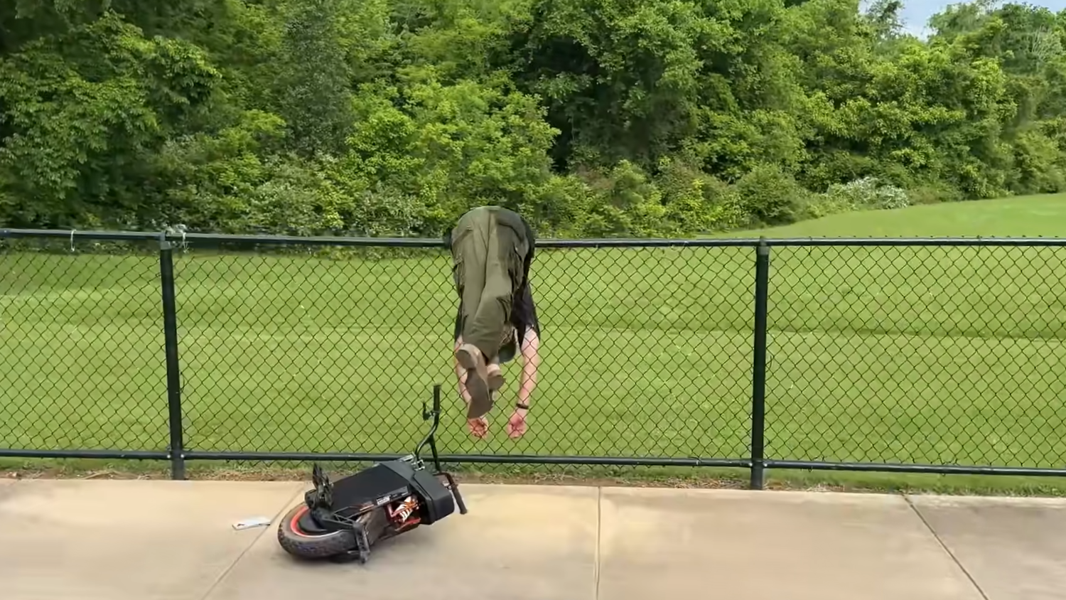 He didn't see the fence - and drove straight into it
