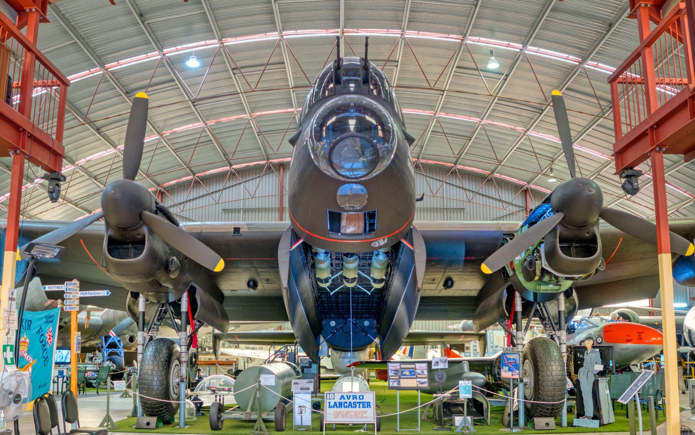 An Avro Lancaster bomber on display at the Aviation Heritage Museum in Perth