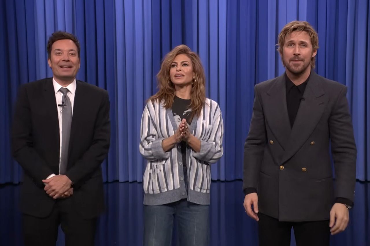 Jimmy Fallon, Eva Mendes, and Ryan Gosling on 'The Tonight Show' Credit: The Tonight Show Starring Jimmy Fallon/YouTube
