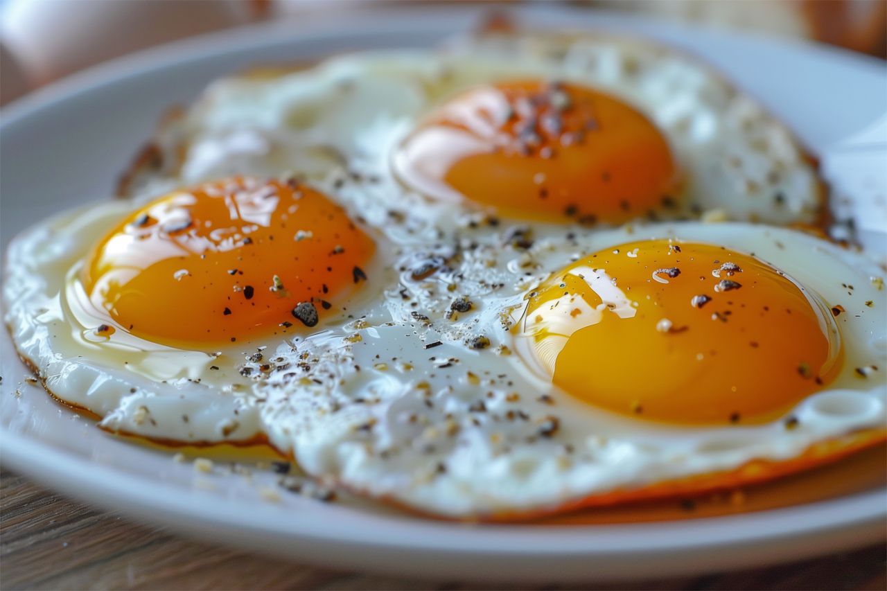 gourmet sunny-side eggs on toast breakfast
