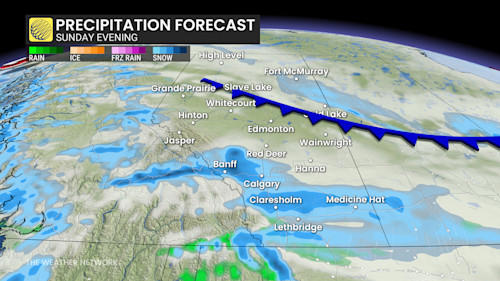 Weekend travel alert with high winds and snow in Alberta